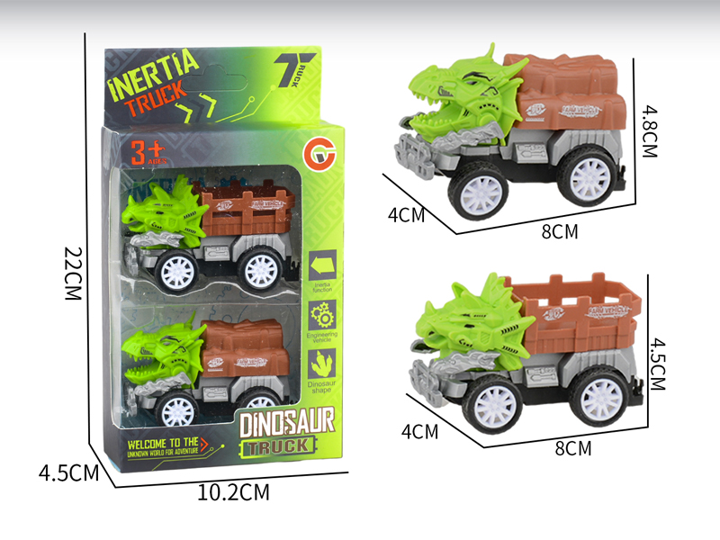 Small Pull Back Dinosaur Farmer's Car 2PCS