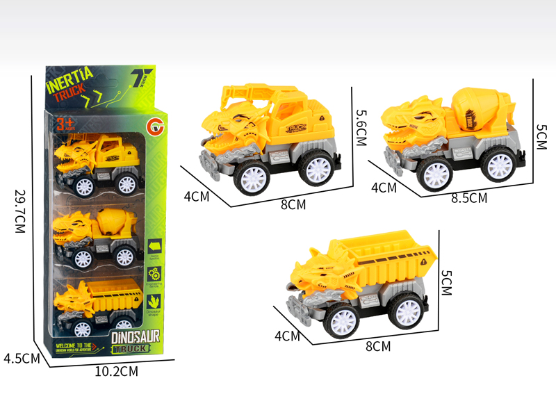 Small Pull Back Dinosaur Engineering Vehicle 3PCS