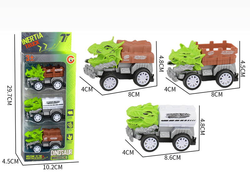 Small Pull Back Dinosaur Farmer's Car 3PCS