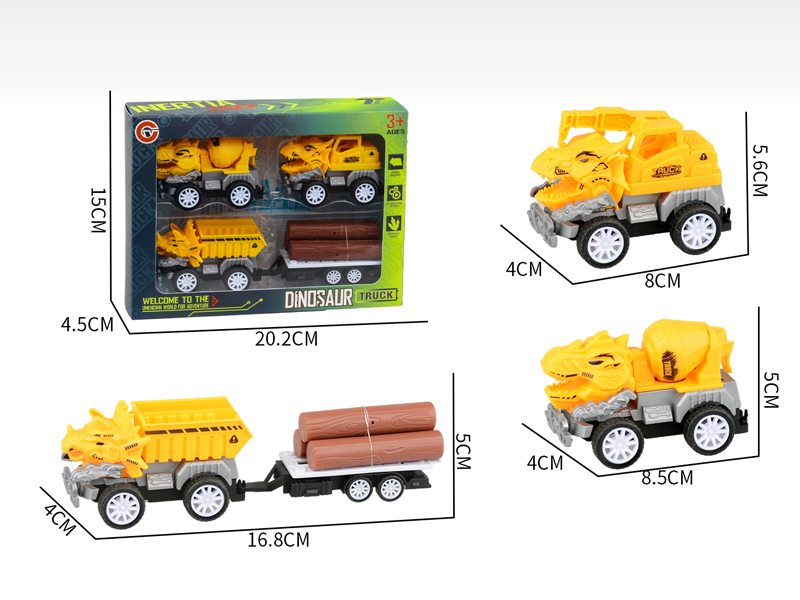 Small Pull Back Dinosaur Engineering Vehicle Set