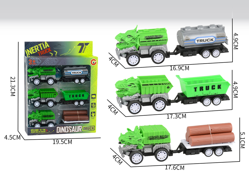 Small Pull Back Dinosaur Sanitation Vehicle Set