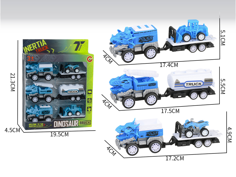 Small Pull Back Dinosaur Police Car Set