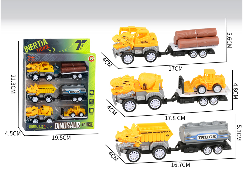 Small Pull Back Dinosaur Engineering Vehicle Set