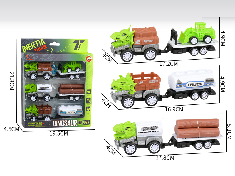 Small Pull Back Dinosaur Farmer's Car Set