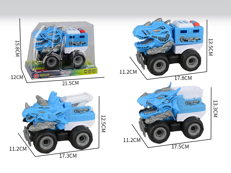 Large Friction Dinosaur Police Car