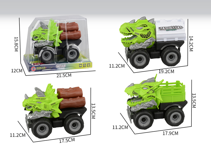 Large Friction Dinosaur Farmer's Car