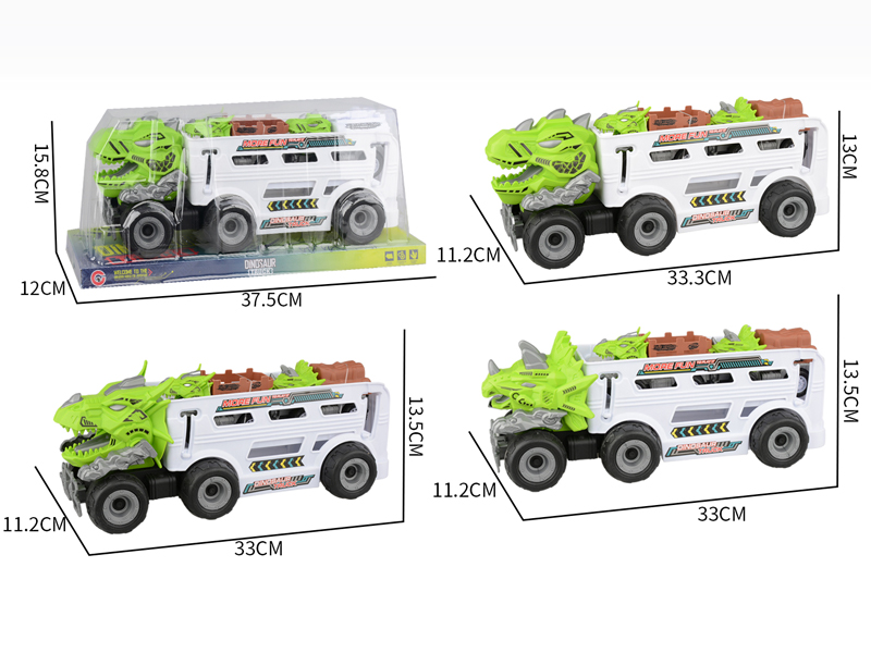 Large Friction Dinosaur Farmer's Car+2PCS Friction Dinosaur Car