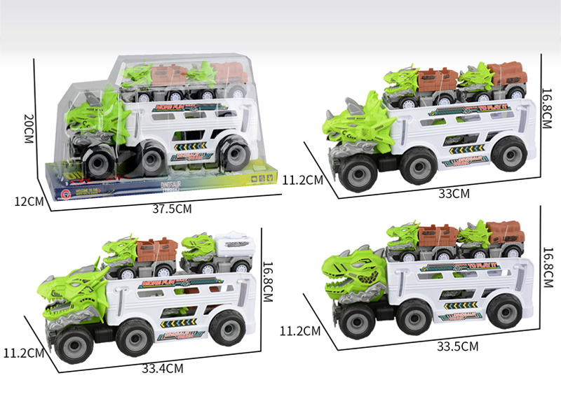Large Friction Dinosaur Farmer's Car+3PCS Friction Dinosaur Car