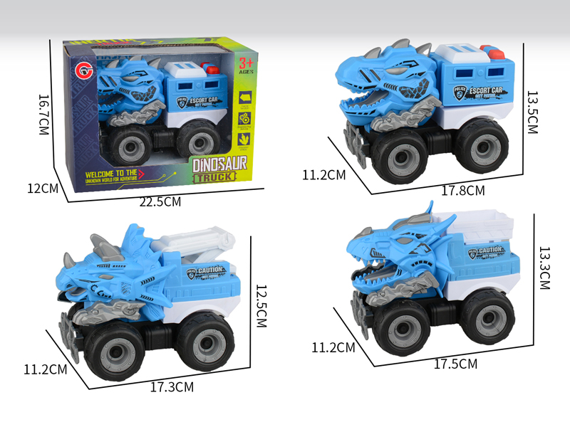 Large Friction Dinosaur Police Car