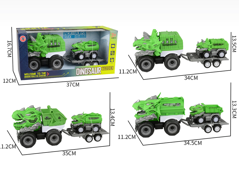 Large Friction Dinosaur Sanitation Vehicle+1PCS Friction Dinosaur Car