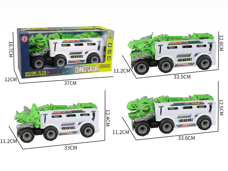 Large Friction Dinosaur Sanitation Vehicle+2PCS Friction Dinosaur Car