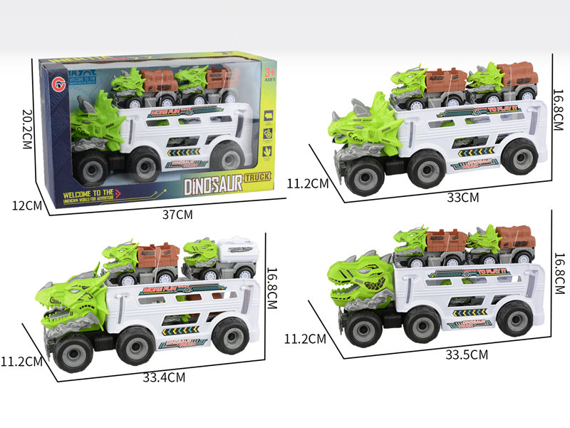 Large Friction Dinosaur Farmer's Car+3PCS Friction Dinosaur Car