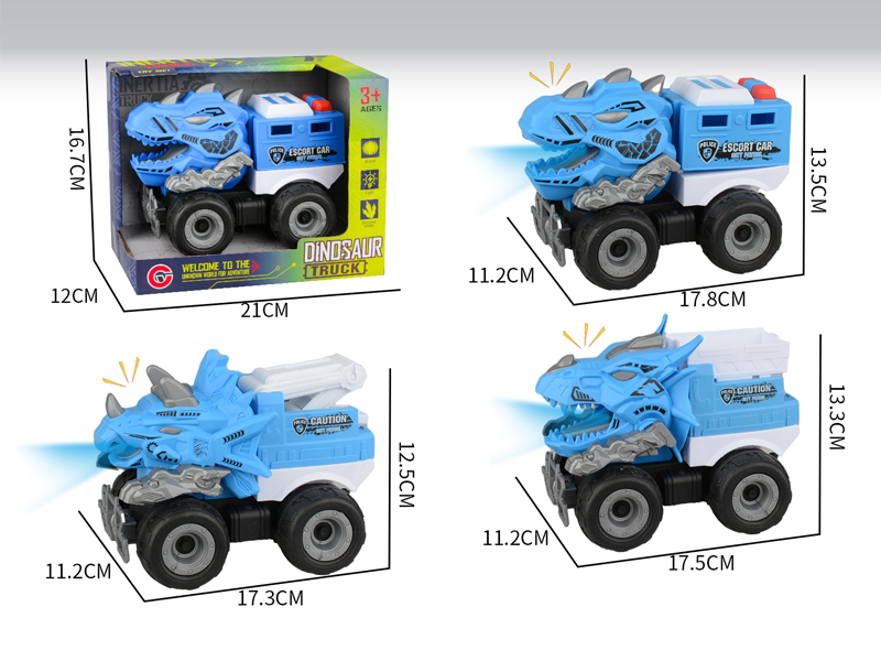 Large Friction Dinosaur Police Car With Light And Sound