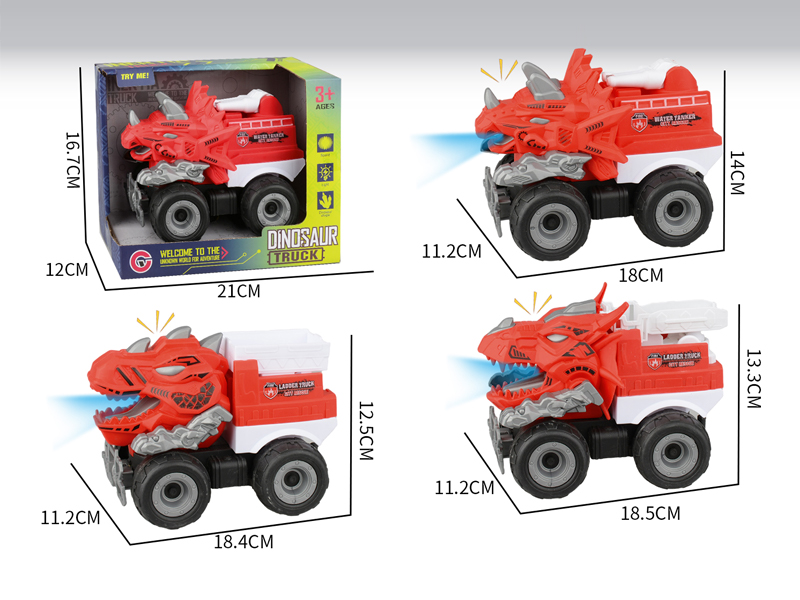 Large Friction Dinosaur Fire Engine With Light And Sound