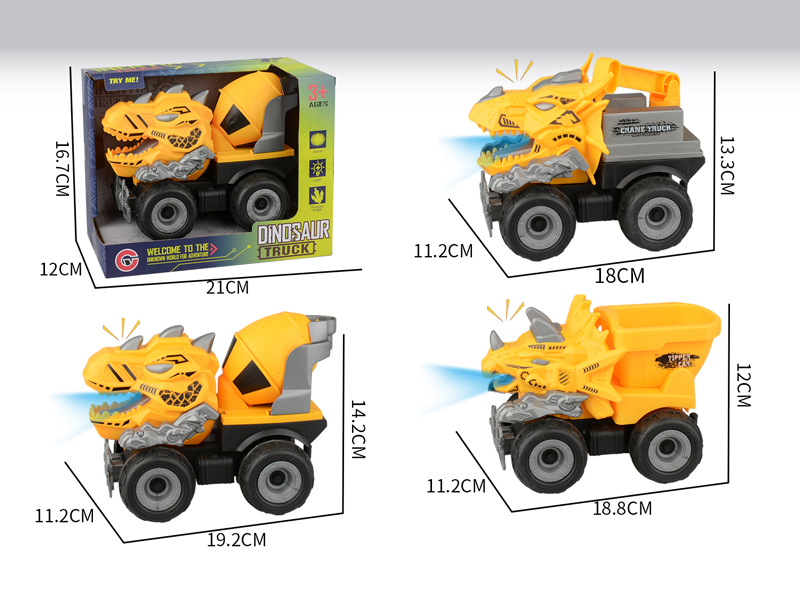 Large Friction Dinosaur Engineering Vehicle With Light And Sound