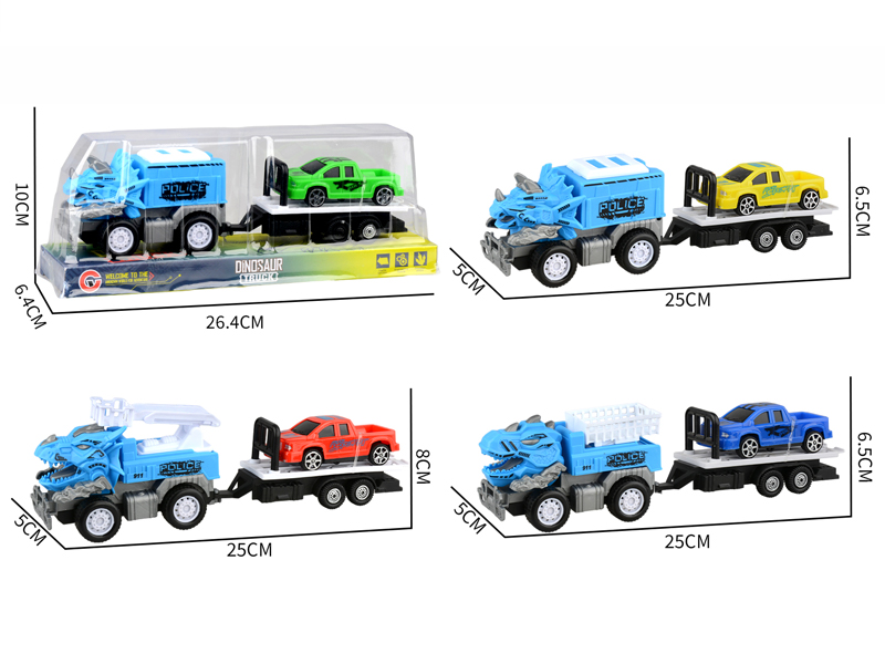Small Medium Friction Dinosaur Police Car+Car