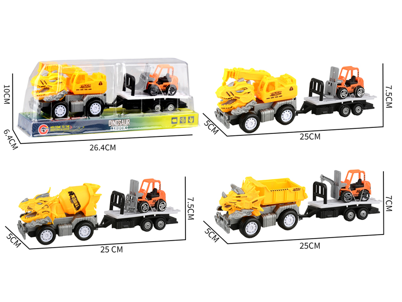 Small Medium Friction Dinosaur Engineering Vehicle+Car