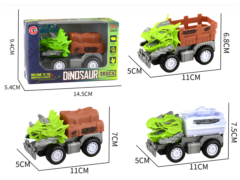 Small Medium Friction Dinosaur Farmer's Car