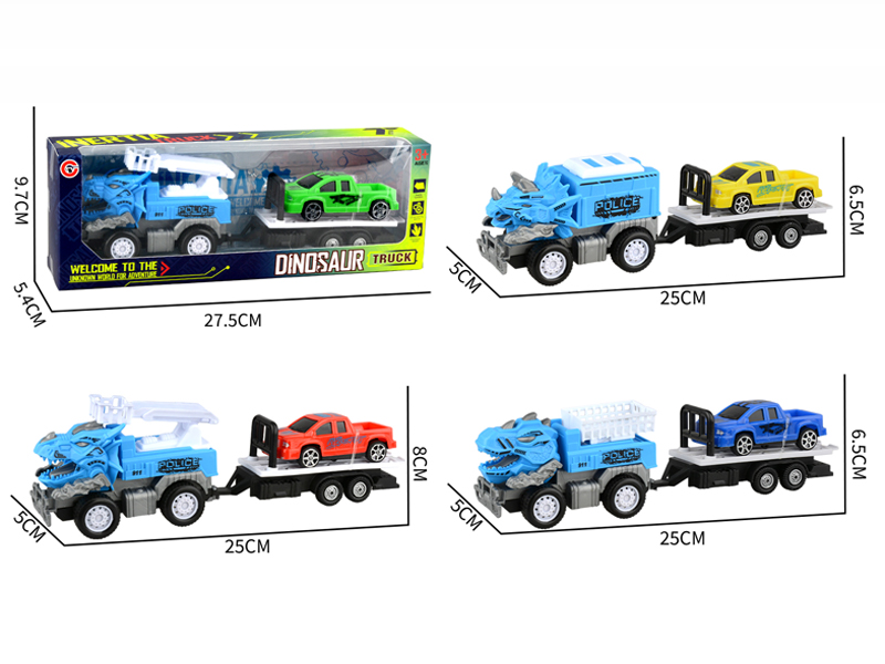 Small Medium Friction Dinosaur Police Car+Car
