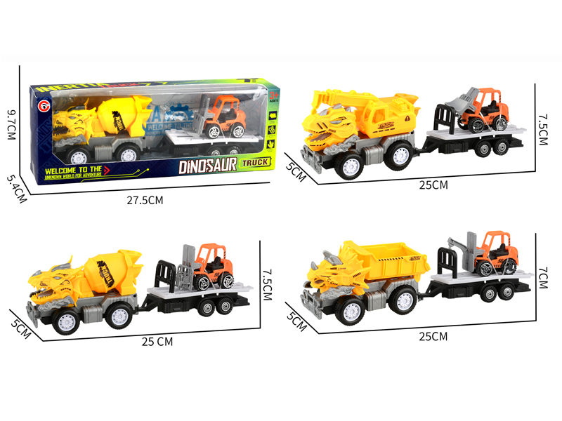 Small Medium Friction Dinosaur Engineering Vehicle+Car