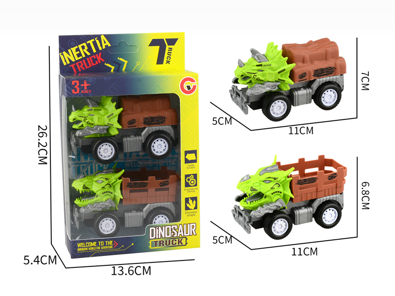 Small Medium Friction Dinosaur Farmer's Car 2PCS