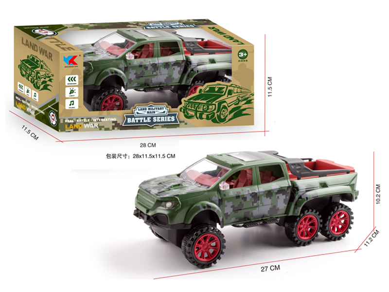 1:16 Friction Six Wheeled Mercedes Benz Pickup Truck Military Simulation Vehicle