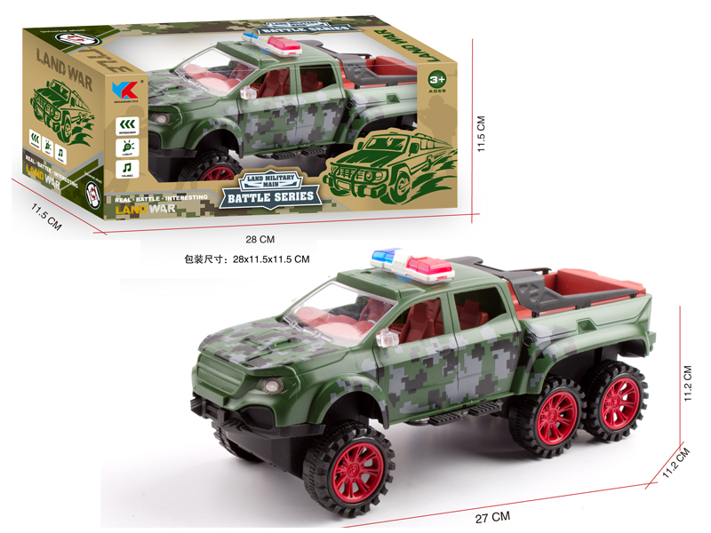 1:16 Friction Six Wheeled Mercedes Benz Pickup Truck Military Police Vehicle