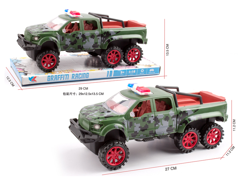 1:16 Friction Six Wheeled Ford Pickup Truck Military Police Vehicle