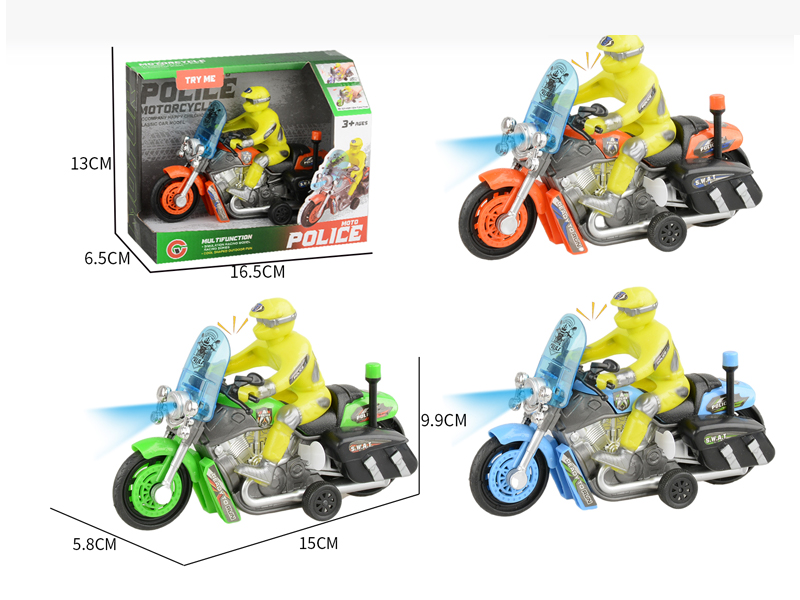 Small Pull Back Motorcycle Police Car With Light And Sound