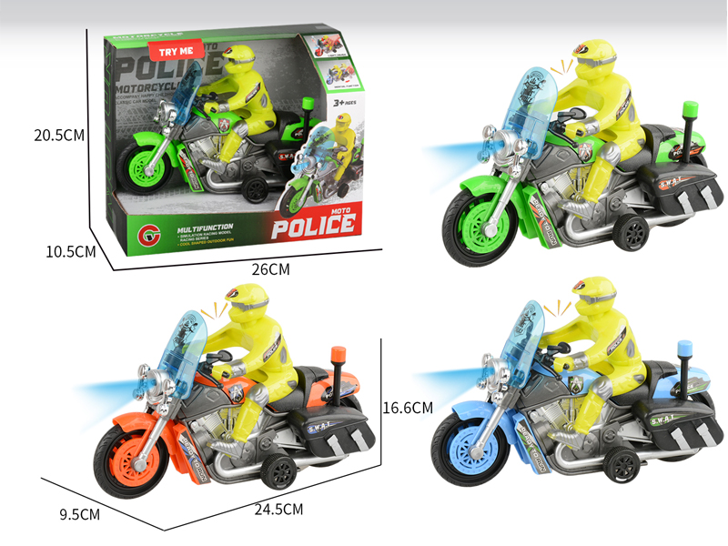 Large Friction Motorcycle Police Car With Light And Sound