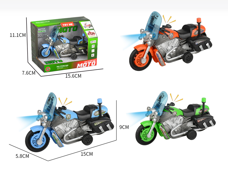 Small Pull Back Motorcycle Police Car With Light And Sound