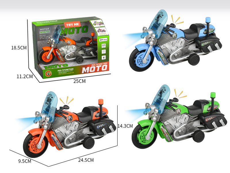 Large Friction Motorcycle Police Car With Light And Sound