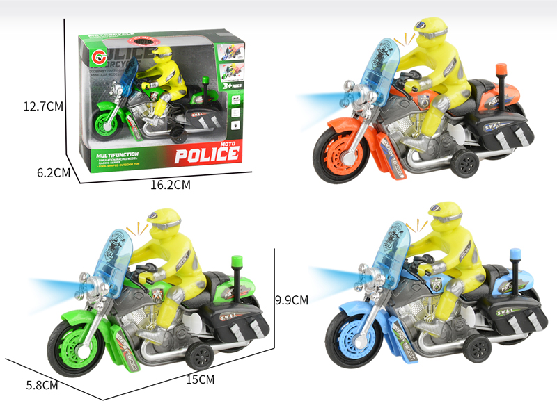Small Pull Back Motorcycle Police Car With Light And Sound