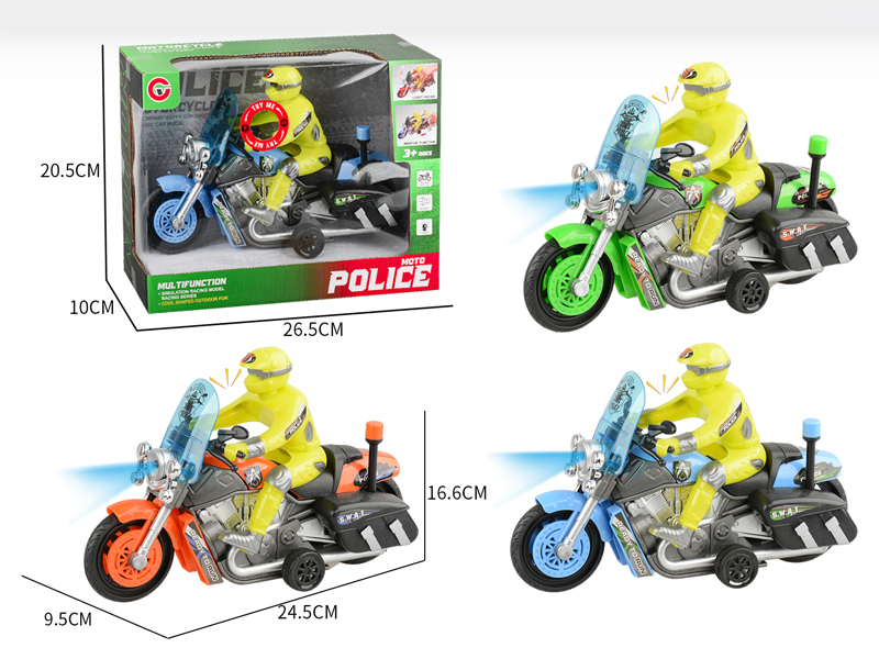 Large Friction Motorcycle Police Car With Light And Sound