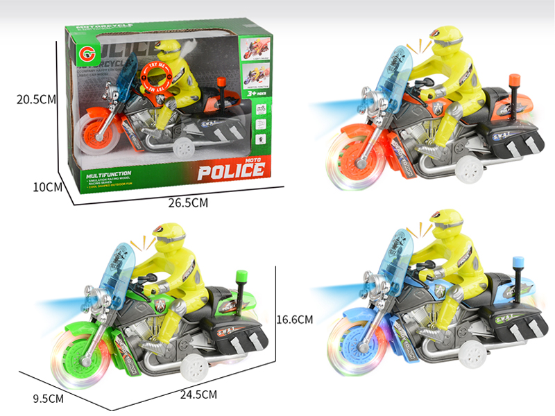Large Friction Motorcycle Police Car With Light And Sound