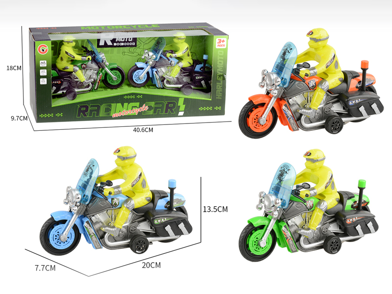 2PCS Medium Friction Motorcycle Police Car