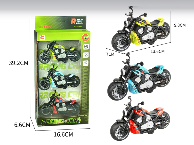 3PCS Small Pull Back Motorcycle Racing Car