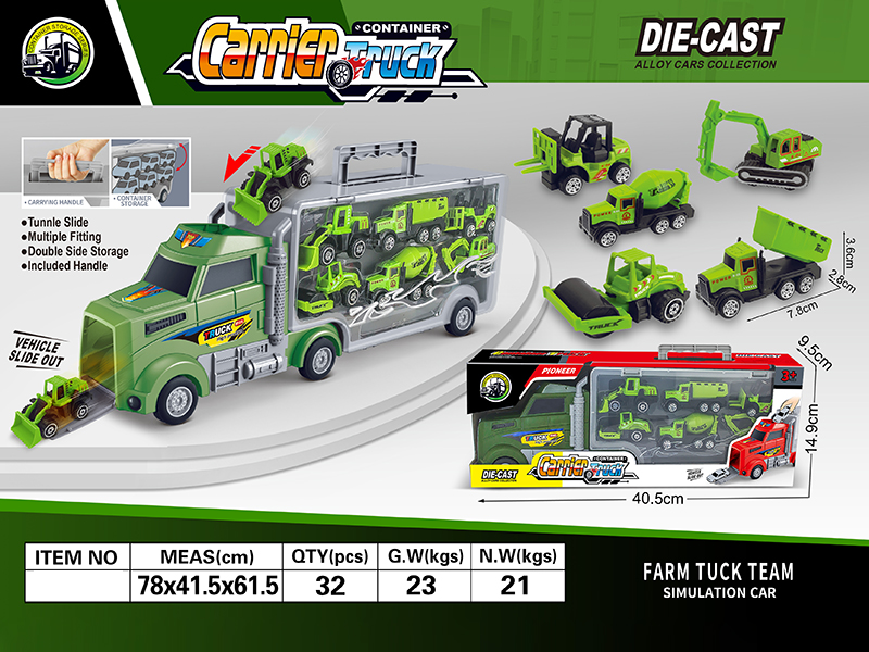 Alloy Farm Trucks Double Side Storage Container Carrier Truck