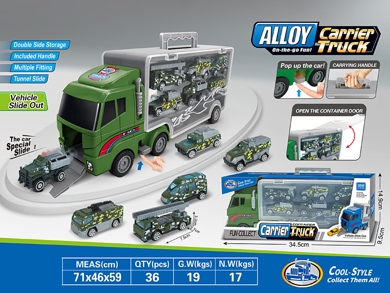 Alloy Military Trucks Double Side Storage Container Carrier Truck