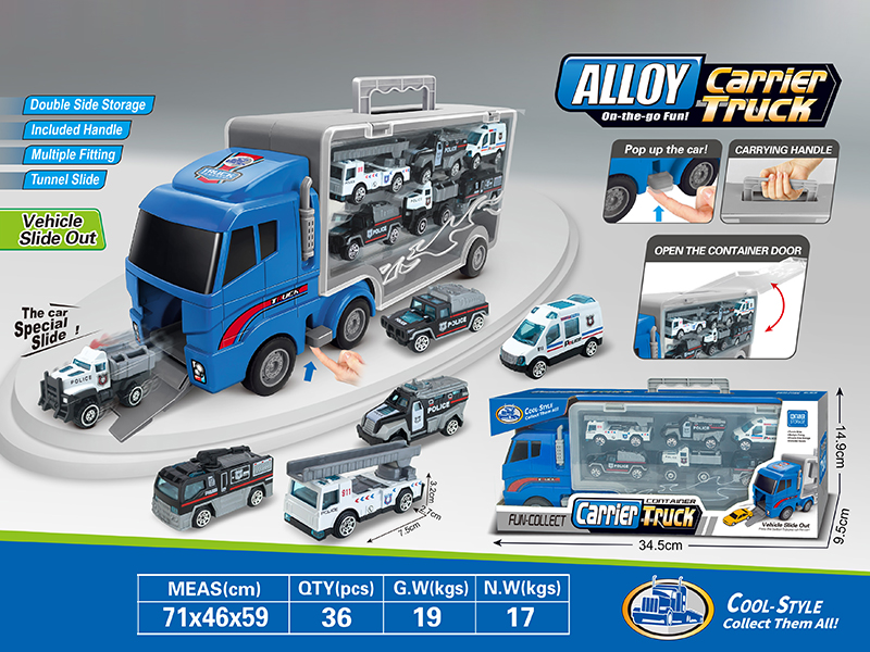 Alloy SWAT Vehicles Double Side Storage Container Carrier Truck