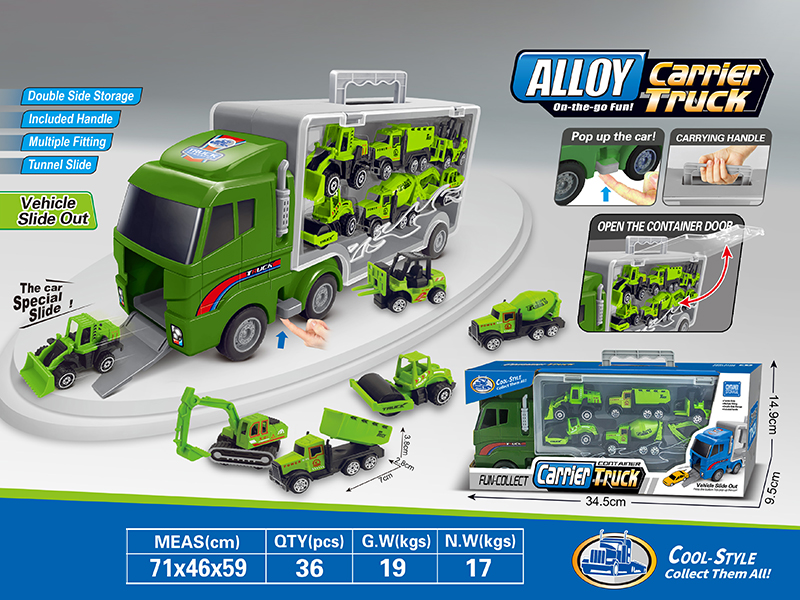 Alloy Farm Trucks Double Side Storage Container Carrier Truck