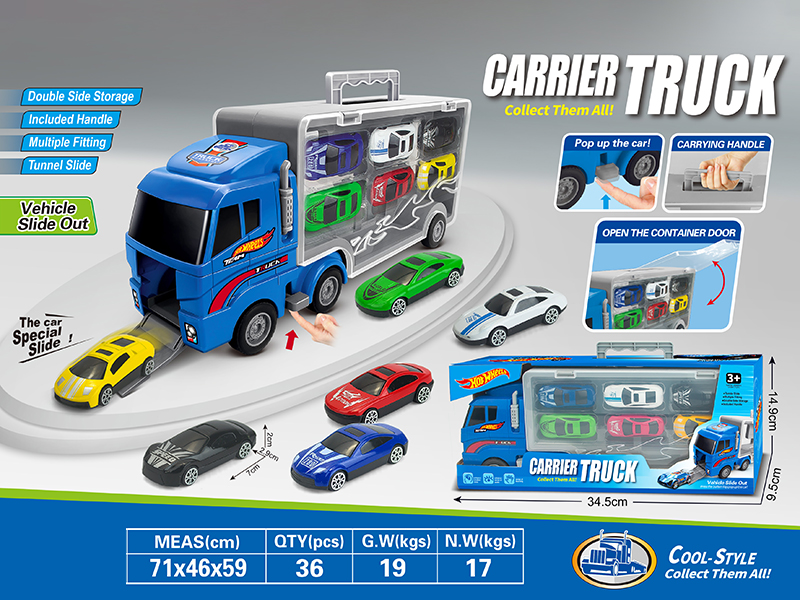 Alloy Racing Car Double Side Storage Container Carrier Truck