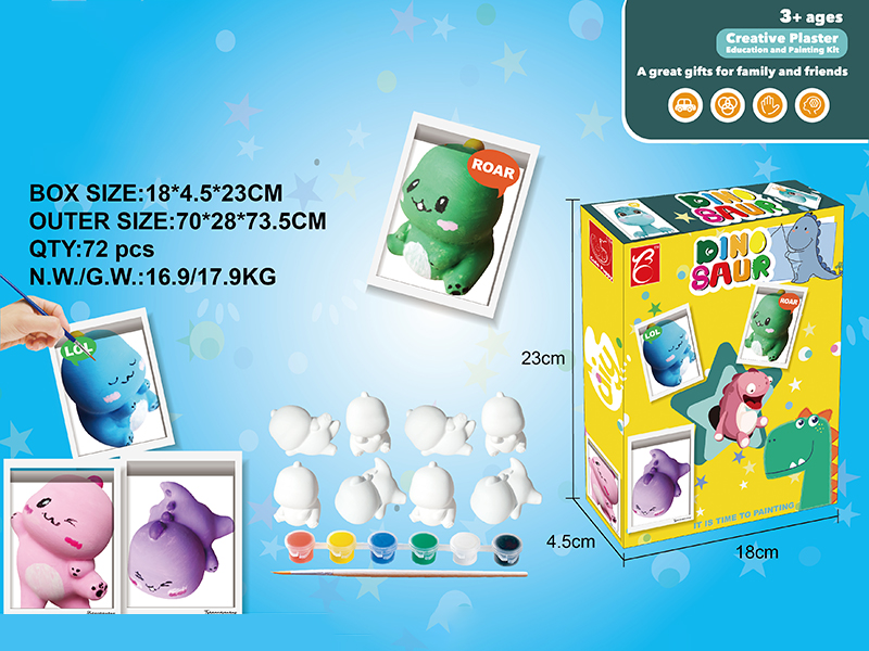 Creative Plaster DIY Painting Set - 8 Cartoon Dinosaurs