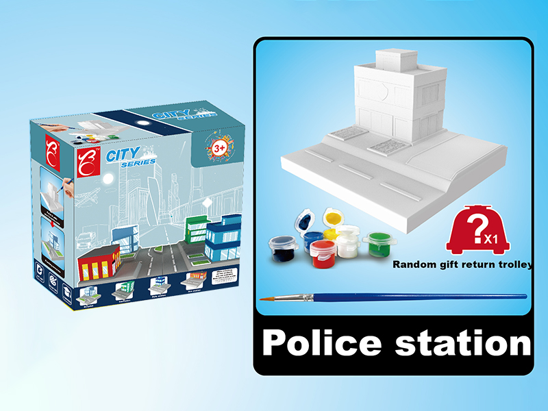 City Series Creative Plaster DIY Painting Set - Police Station