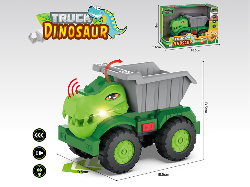 Friction Dinosaur Engineering Vehicle Dump Truck With Sound And Light