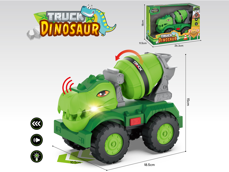 Friction Dinosaur Engineering Truck Mixer Truck With Sound And Light