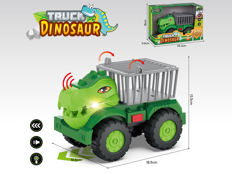 Friction Dinosaur Engineering Cage Vehicle With Sound And Light