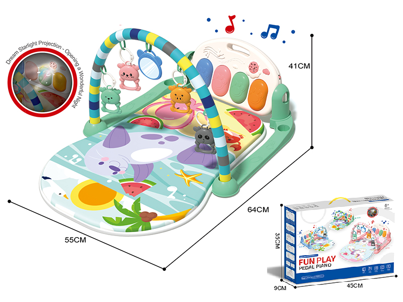 Baby Pedal Piano Fitness Blanket With Projection(Green)