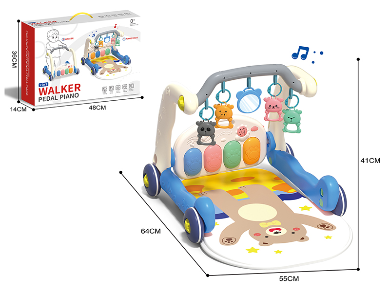 Baby Projection Pedal Piano Fitness Blanket & Walker 2 In 1(Blue)