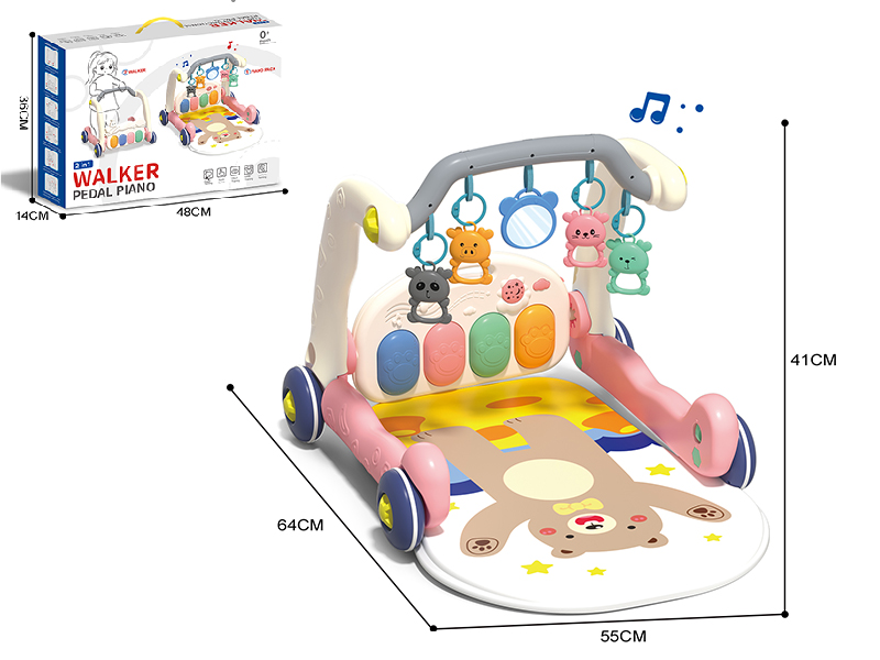Baby Projection Pedal Piano Fitness Blanket & Walker 2 In 1(Pink)